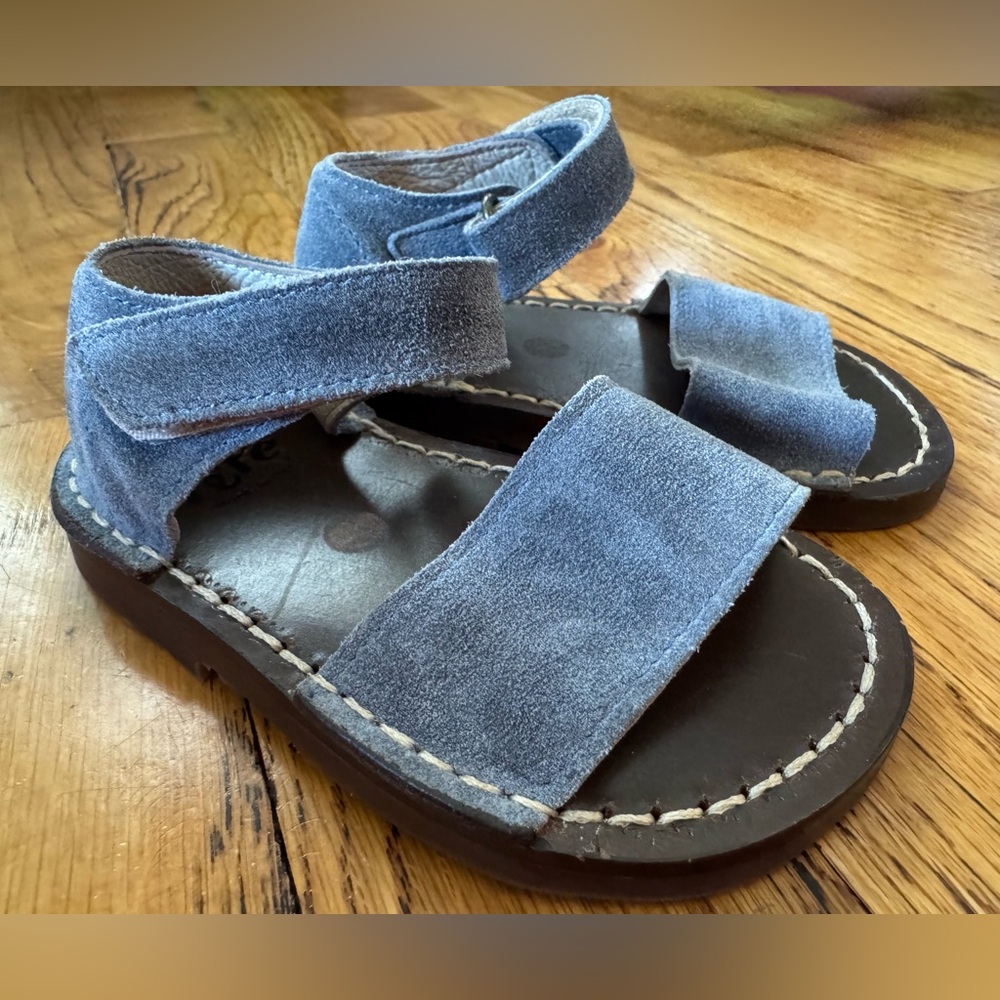 Pépé Suede Toddler / Baby Sandals blue ankle strap